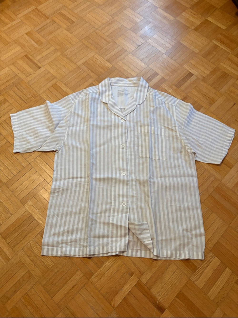 Muji White Striped Short-Sleeve Men's Shirt NWOT